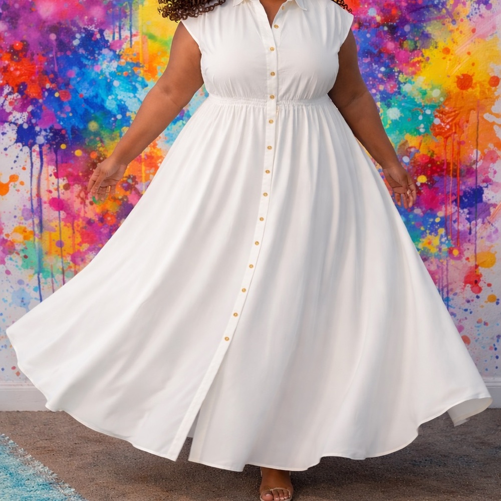 Michael Kors White Button-Down Maxi Dress